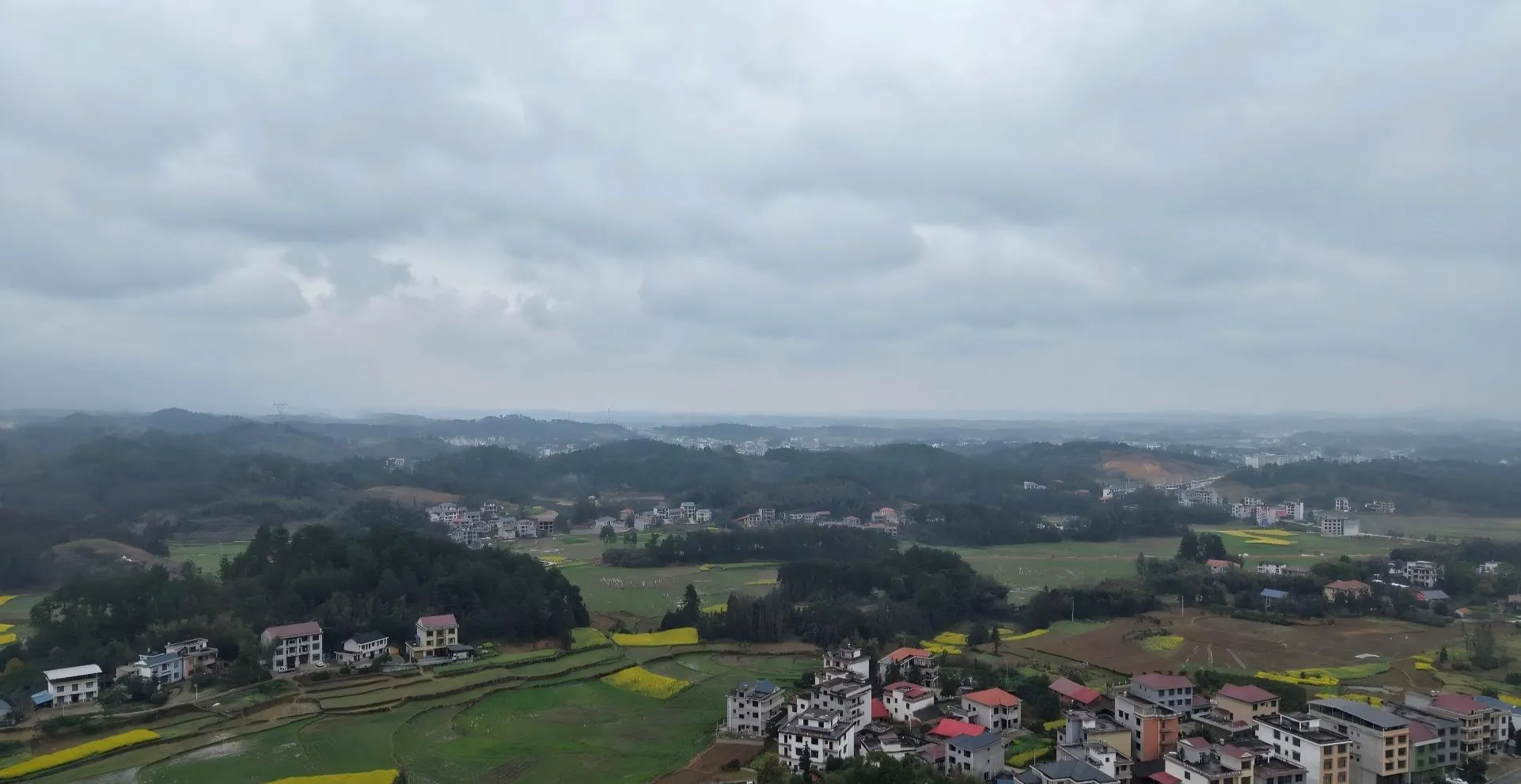 Aerial view of a rural village in Hunan, China.